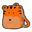 animal, backpack, cat, character, kindergarten, school bag, tiger 