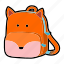 animal, backpack, character, fox, kids, kindergarten, school bag 