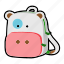 animal, backpack, character, cow, kids, kindergarten, school bag 
