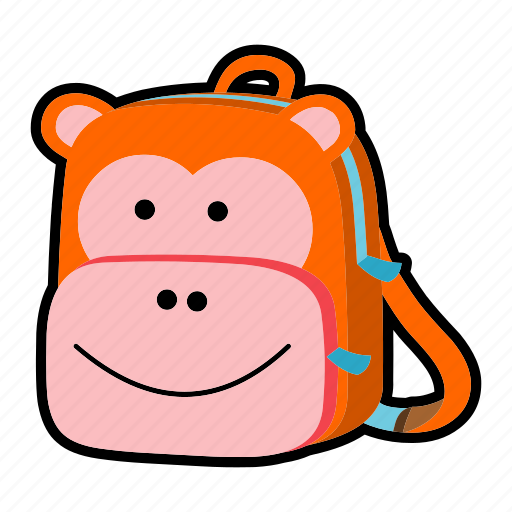 Animal, backpack, character, kids, kindergarten, monkey, school bag icon - Download on Iconfinder