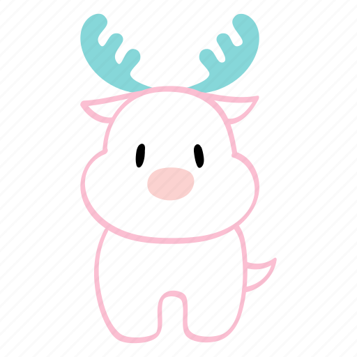 Deer, antler, wildlife, animal, front view, cute, doodle icon - Download on Iconfinder