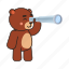 bear, teddy, spyglass 