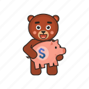 bear, teddy, piggy, bank