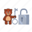 bear, teddy, lock, key 