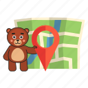 bear, teddy, map, location