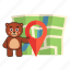 bear, teddy, map, location 