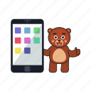 bear, teddy, phone, mobile