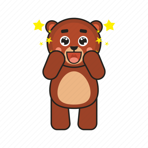 Bear, teddy, surprised, emoji icon - Download on Iconfinder
