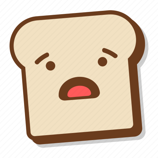 Bread, breakfast, emoji, shocked, slice, surprised, toast icon - Download on Iconfinder