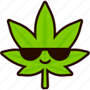 sunglasses, cannabis, marijuana, hemp, leaf, weed, emoji, smiley, face