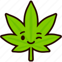 wink, cannabis, marijuana, hemp, leaf, weed, emoji, smiley, face