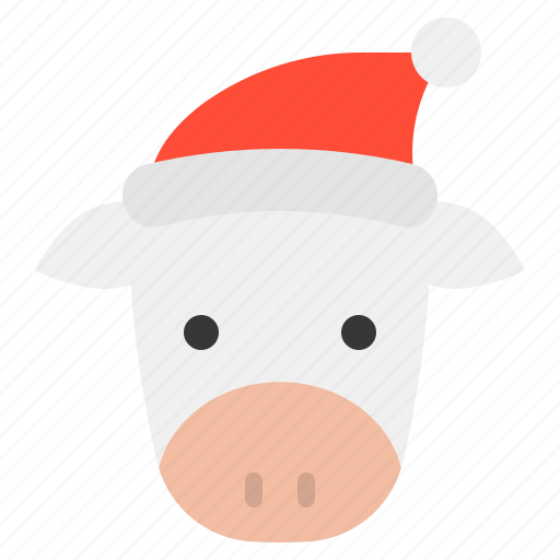 Animal, christmas, cow, farm, hat, xmas, zoo icon - Download on Iconfinder
