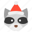 animal, christmas, hat, raccoon, rodent, xmas, zoo 