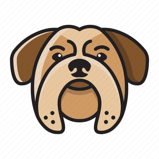 Buldog, cartoon, cute, dog, head, set icon - Download on Iconfinder