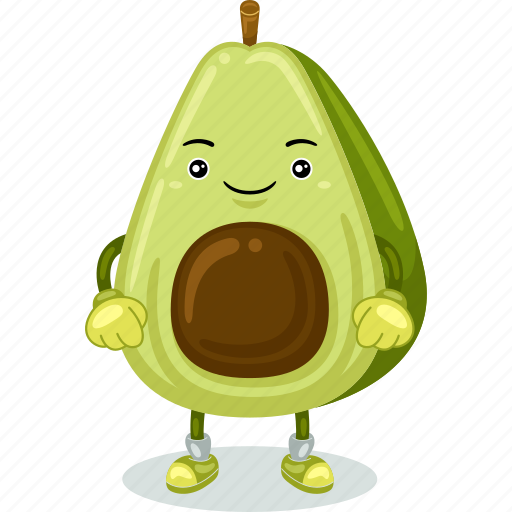 Avocado, mascot, cartoon, character, funny, cute, vector icon - Download on Iconfinder