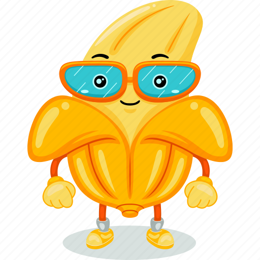 Banana, mascot, cartoon, character, funny, cute, vector icon - Download on Iconfinder