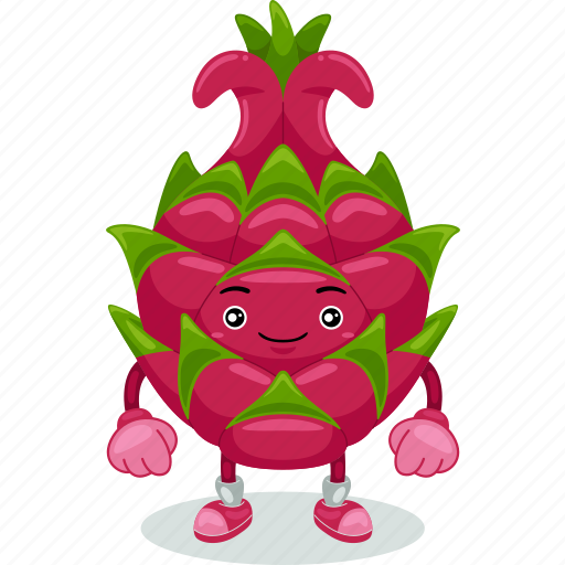Dragonfruit, mascot, cartoon, character, funny, cute, vector icon - Download on Iconfinder