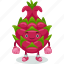 dragonfruit, mascot, cartoon, character, funny, cute, vector, food, fruit 