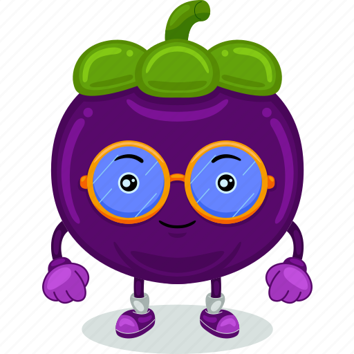 Mangosteen, mascot, cartoon, character, funny, cute, vector icon - Download on Iconfinder