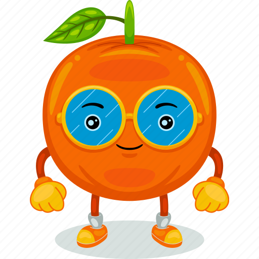 Orange, mascot, cartoon, character, funny, cute, vector icon - Download on Iconfinder