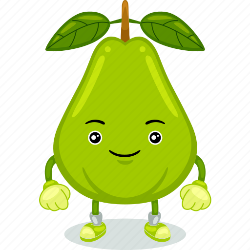 Pear, mascot, cartoon, character, funny, cute, vector icon - Download on Iconfinder