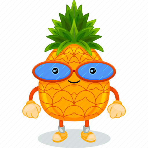Pineapple, mascot, cartoon, character, funny, cute, vector icon - Download on Iconfinder