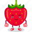 strawberry, mascot, cartoon, character, funny, cute, vector, food, fruit 