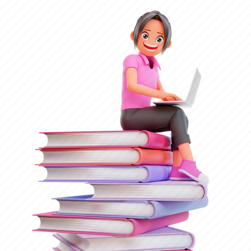 Back, to, school, cute, girl, background, beautiful 3D illustration - Download on Iconfinder