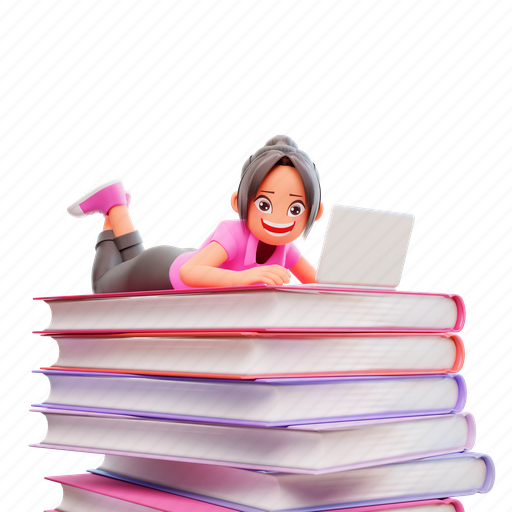 Back, to, school, cute, girl, background, beautiful 3D illustration - Download on Iconfinder