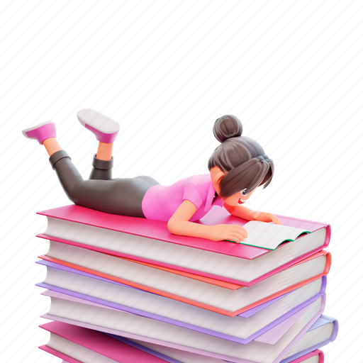 Back, to, school, cute, girl, education, cartoon 3D illustration - Download on Iconfinder