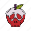 poisoned, colored, halloween, skull, container, poisoned apple, red 