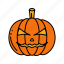 pumpkin, colored, halloween, face, horror, scary, spooky, holiday, halloween party 