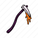 scythe, colored, halloween, weapon, horror, blood, scary, terror, frightening