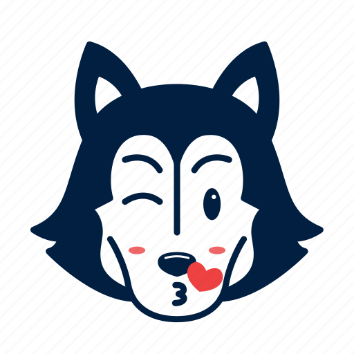 Animal, cute, dog, emoji, husky, kawaii, kiss icon - Download on Iconfinder