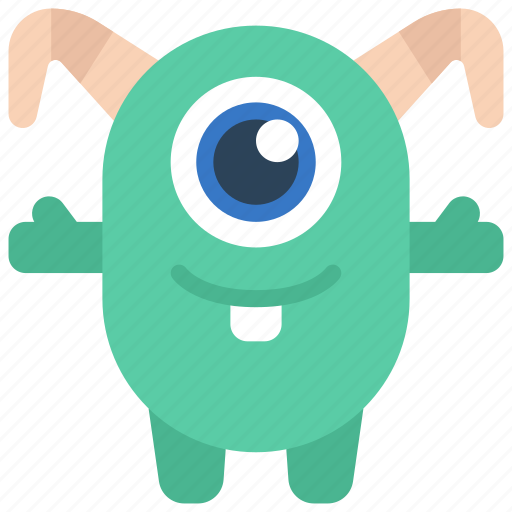 Bent, horns, monster, cartoon, character icon - Download on Iconfinder
