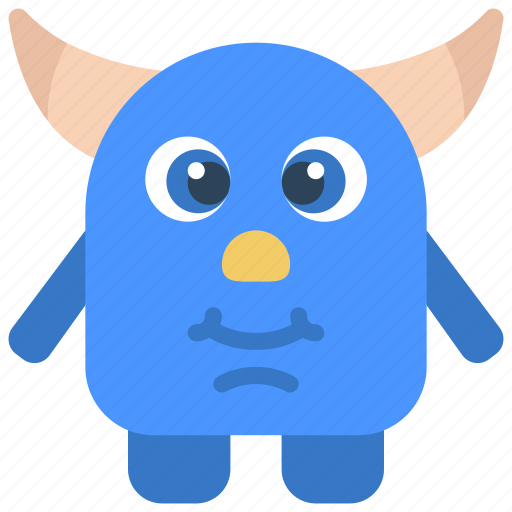 Horned, happy, monster, cartoon, character icon - Download on Iconfinder