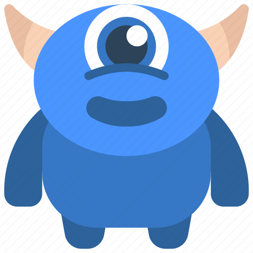 Smile, horn, monster, cartoon, character icon - Download on Iconfinder