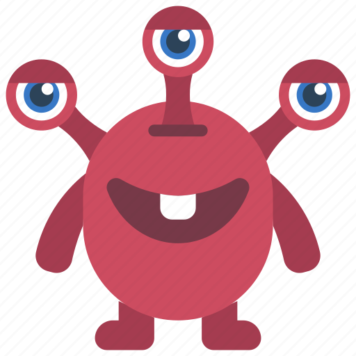 Three, eyes, monster, cartoon, character, creature, alien icon - Download on Iconfinder