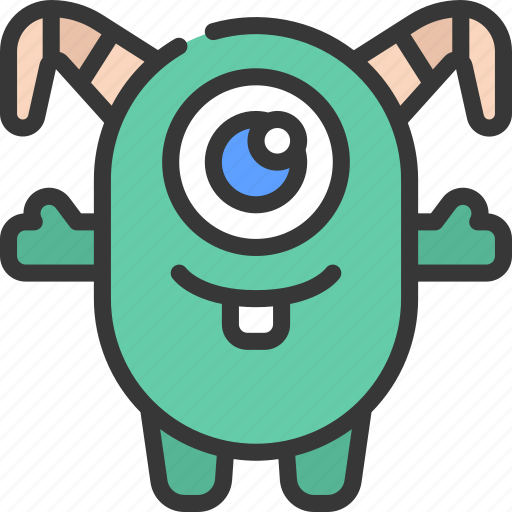 Bent, horns, monster, cartoon, character icon - Download on Iconfinder