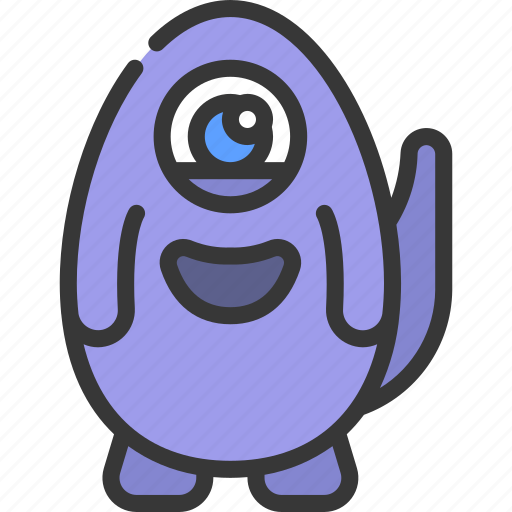 Egg, shape, monster, cartoon, character, one, eye icon - Download on Iconfinder