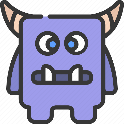 Square, horn, monster, cartoon, character icon - Download on Iconfinder