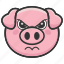 cute, pig, icon, very, angry, cartoon, character, emoji, animal 