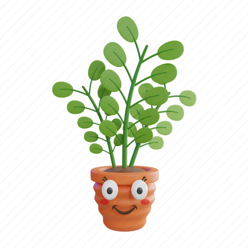 Cute, plant, plant pot, gardening, leaf, green, natural 3D illustration - Download on Iconfinder