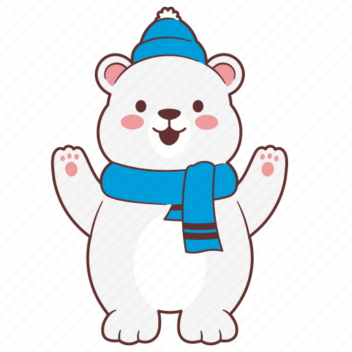 Cute, bear, polar bear, animal, christmas, winter, character icon - Download on Iconfinder