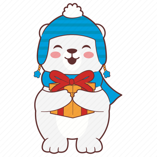 Cute, bear, gift, winter, polar bear, animal, christmas icon - Download on Iconfinder
