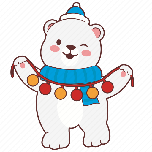 Cute, bear, christmas light, polar bear, animal, christmas, winter icon - Download on Iconfinder