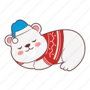 cute, sleeping, polar, bear, polar bear, animal, christmas, winter, character