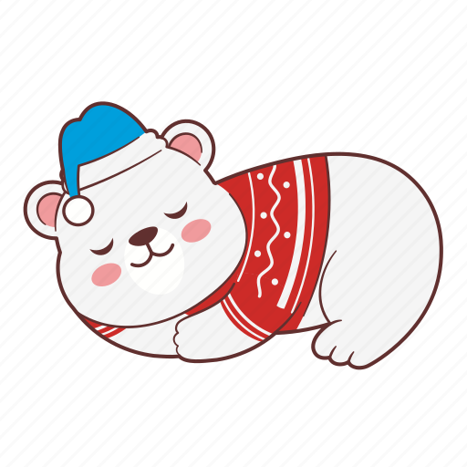 Cute, sleeping, polar, bear, polar bear, animal, christmas icon - Download on Iconfinder