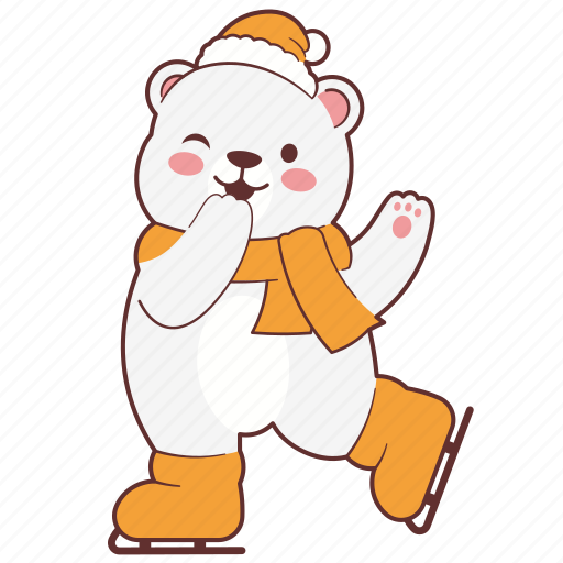 Happy, bear, winter, skates, ice, skating, holiday icon - Download on Iconfinder