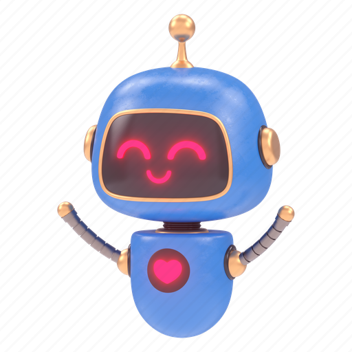 Cute, bot, robot, emoticon, robots, artificial, intelligence 3D ...